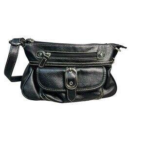 Merona Black Faux Leather Shoulder Bag Y2K Soho Style Purse Satchel